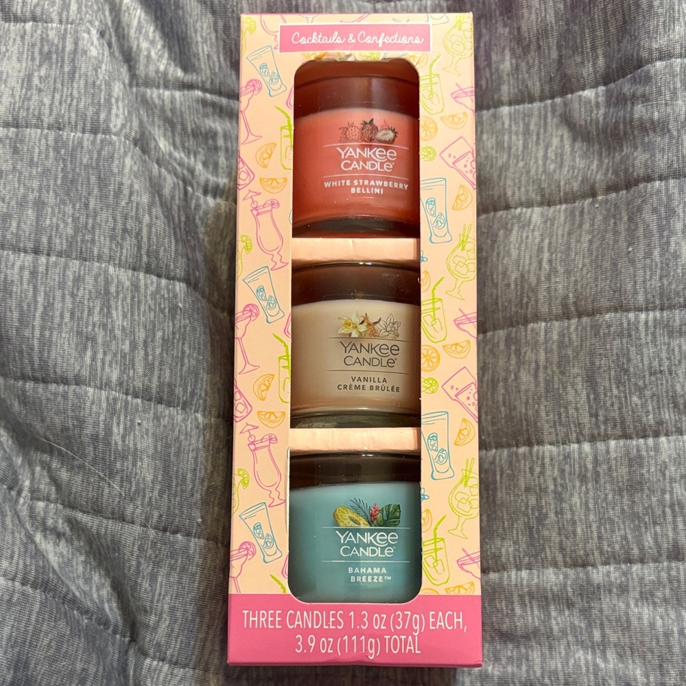 Yankee Candle Trio - Coral, Cream Aqua Mini Candle Set! Perfect Stocking Stuffer